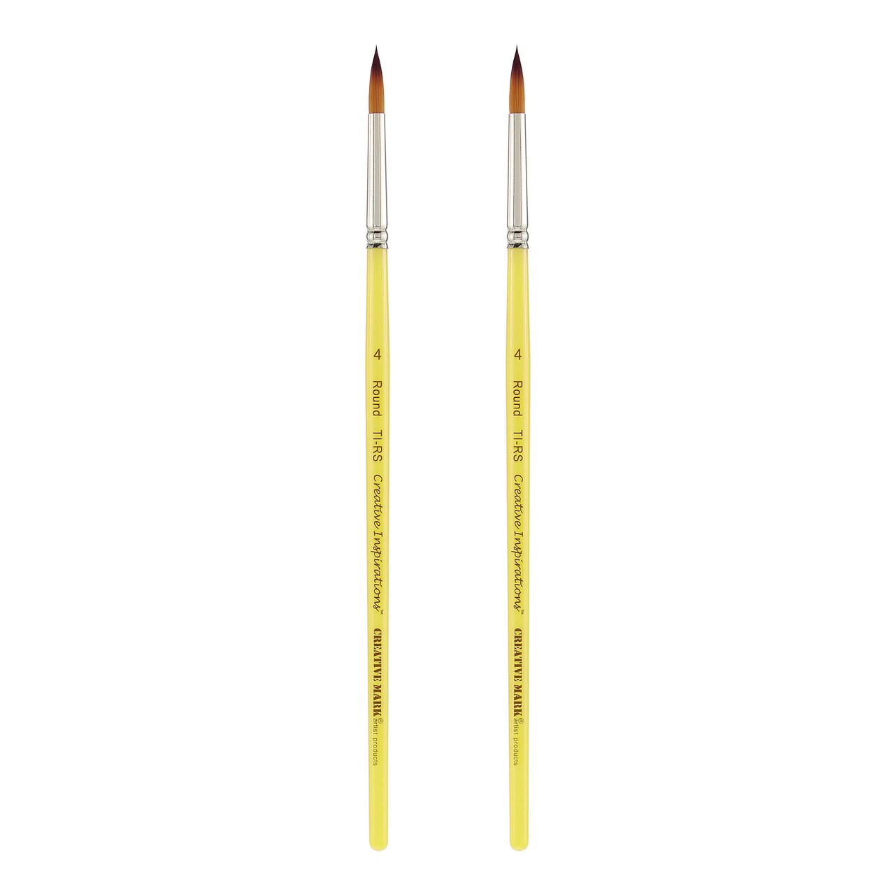 Creative Inspirations Dura-Handle Round Short Handle Paint Brush Set of 2- Solid Resin Handle, Synthetic Taklon Paint Brushes, Round Brush for Oils, Acrylics, Watercolors- Handles Do Not Chip or Crack